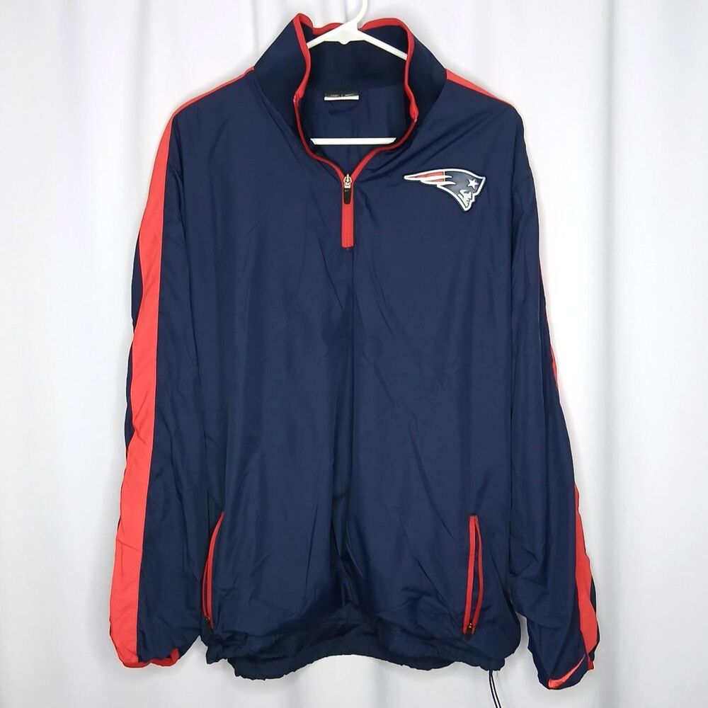 NFL New England Patriots Windbreaker Running Jacket Lined Pullover Coat Mens Med